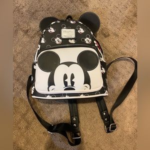 Loungefly black and white Mickey backpack